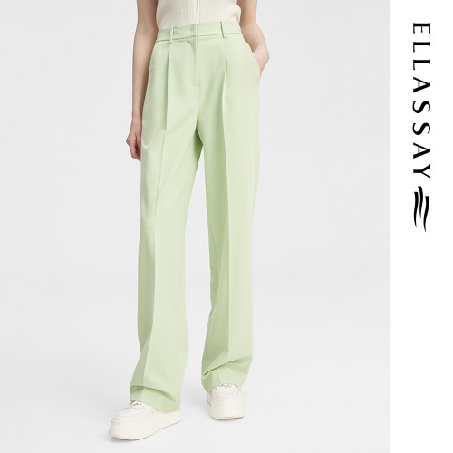 ELLASSAY歌力思秋季新款薄荷绿高腰直筒通勤西裤女EWW343K00700