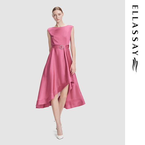 ELLASSAY歌力思2026春夏新款气质收腰不规则连衣裙女EWD365Y14100