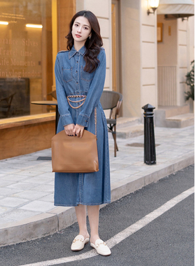 ELLASSAY歌力思2026春季新款莱赛尔翻领牛仔连衣裙EWE331Y21600