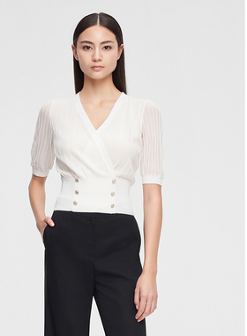 ELLASSAY歌力思夏季新款醋酸面料短袖毛针织衫女EWE352M07100