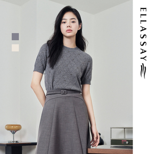 100%绵羊毛毛针织衫 女EWD353M02200 新款 ELLASSAY歌力思秋季