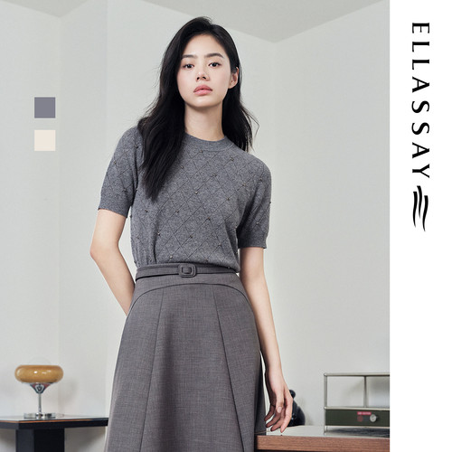 ELLASSAY歌力思秋季新款100%绵羊毛毛针织衫女EWD353M02200