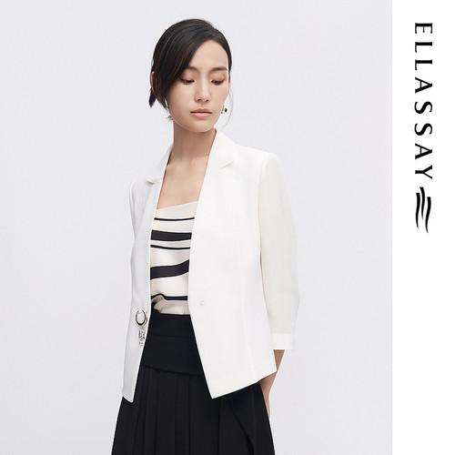 ELLASSAY歌力思2026春夏新款醋酸百搭截短通勤西装EWF342T02800