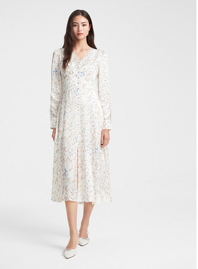 ELLASSAY歌力思春季新款桑蚕丝印花茶歇裙连衣裙女EWE351Y06400