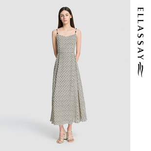 ELLASSAY歌力思2026夏季新款100%桑蚕丝吊带连衣裙女EWD375Y053TA