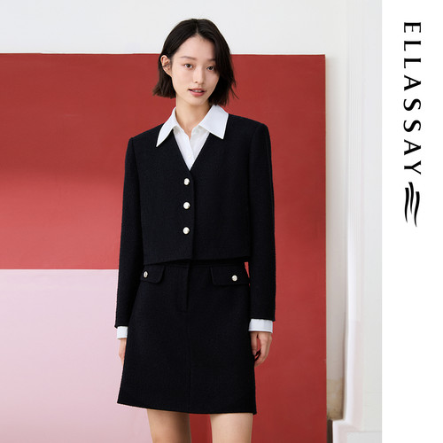 ELLASSAY歌力思26早春新款美丽诺羊毛混纺连衣裙女EWE371Y10600
