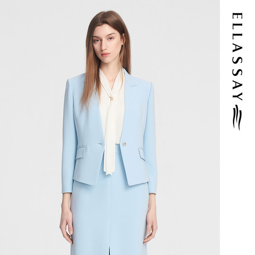 ELLASSAY歌力思秋季新款醋酸面料气质无领短款西装女EWE353T01600