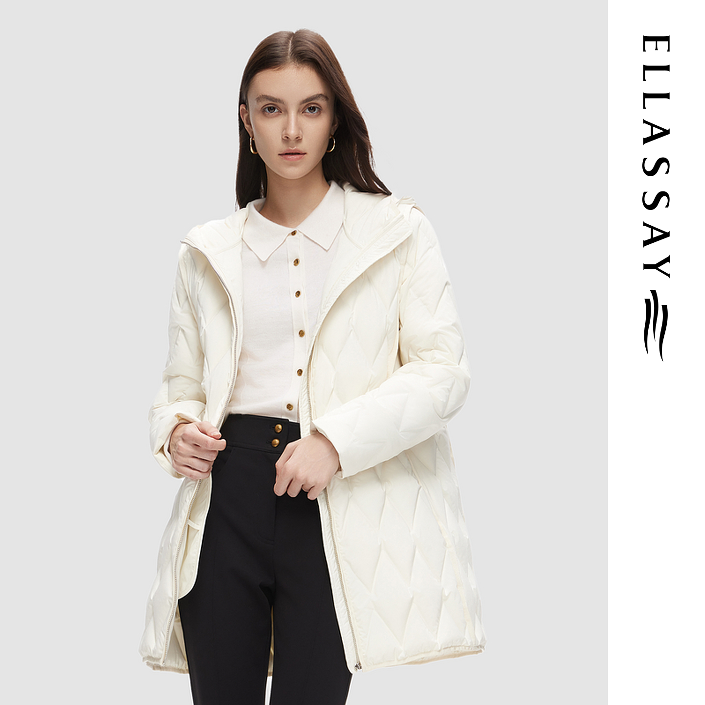 ELLASSAY歌力思秋冬新款时尚优雅中长款羽绒服女EWD354L03200