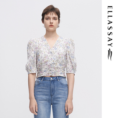 ELLASSAY歌力思早春新款时尚野餐碎花套头衬衫女EWW341C02400