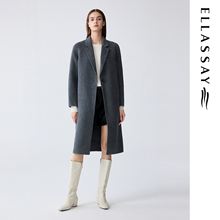 ELLASSAY歌力思2025秋冬新款绵羊毛西装领毛呢大衣女EWD363D03900
