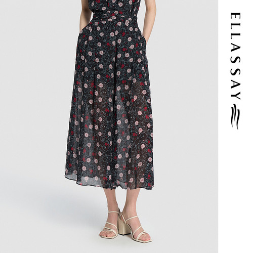 ELLASSAY歌力思2026夏季新款桑蚕丝宽松阔腿休闲裤女EWD375K005TA