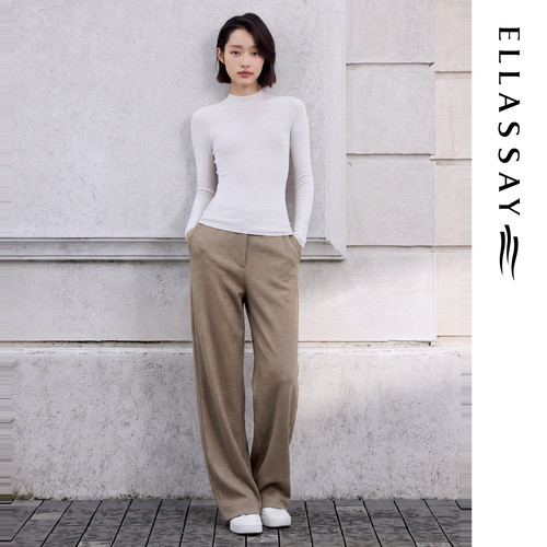 ELLASSAY歌力思2026秋季新款棉简约直筒休闲裤女EWD376K014DX