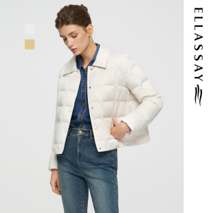 ELLASSAY歌力思冬季新款气质翻领单排扣羽绒服女EWD363L03400