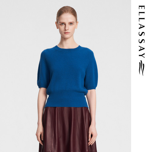 ELLASSAY歌力思秋季新款山羊绒柔软亲肤圆领针织衫女EWF353M10100