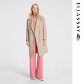 ELLASSAY歌力思秋冬新款 羊绒圈圈呢浅驼中长大衣女EWE354D07100
