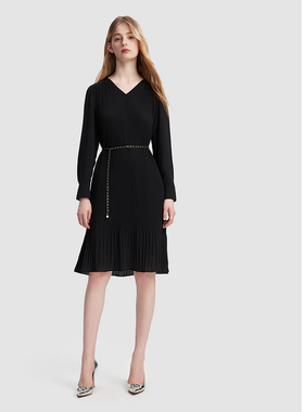 ELLASSAY歌力思夏季新款压褶设计显瘦气质连衣裙女EWU353Y01200