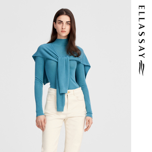 女EWW343M09900 山羊绒套头真两件针织衫 ELLASSAY歌力思秋季 新款