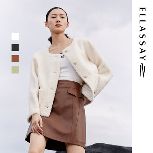 温暖毛呢外套女EWD344R00100 小香风短款 ELLASSAY歌力思冬季 新款