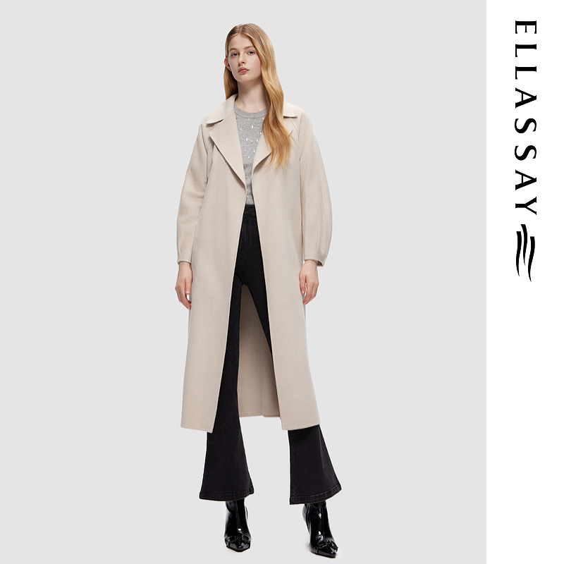 ELLASSAY歌力思秋冬新款优雅气质感中长款毛呢外套女EWF334D01700