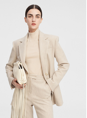 ELLASSAY歌力思秋冬新款绵羊毛简约一粒扣西装女EWF344T01300