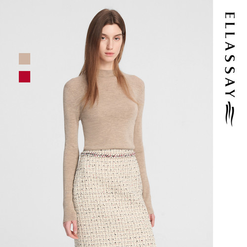 ELLASSAY歌力思秋季新款绵羊毛温柔优雅修身针织衫女EWE353M01000