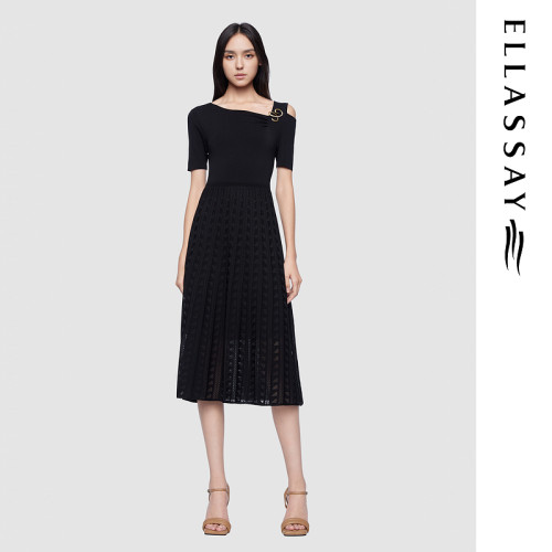 ELLASSAY歌力思2026早春新款不对称解构气质连衣裙女EWD361M02800