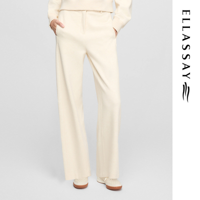 ELLASSAY歌力思早春新款棉简约珍珠白直筒休闲裤女EWW361K01400