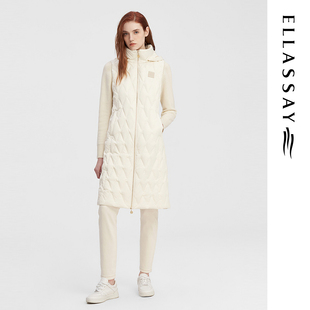 ELLASSAY歌力思秋冬新款 真丝羽绒拼接羽绒服女EWW344L00900