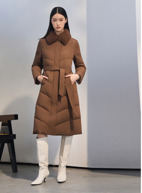 ELLASSAY歌力思2025冬季新款鹅绒翻领长款羽绒服女EWD363L04900