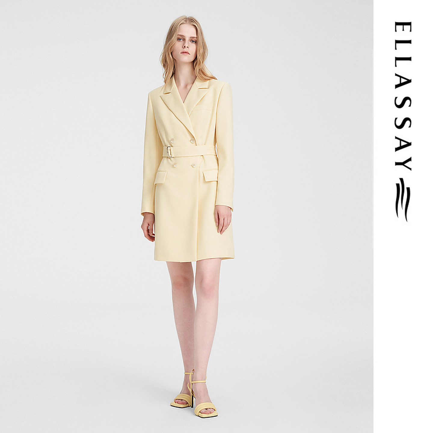 ELLASSAY歌力思春季新款100%绵羊毛气质西装连衣裙女EWE351Y10200