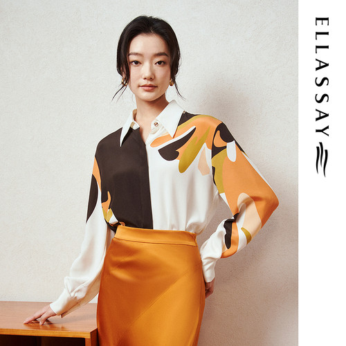 ELLASSAY歌力思秋冬新款温柔淑女气质百搭衬衣女EWF343C01100