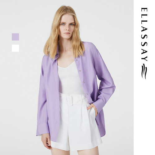 ELLASSAY歌力思新款100%桑蚕丝时髦百搭设计感衬衫女EWB362C01400