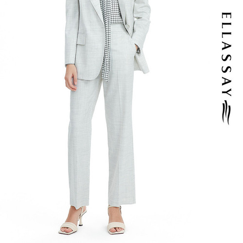 ELLASSAY歌力思2026春季新款格纹羊毛混纺率性休闲裤EWE331K01400
