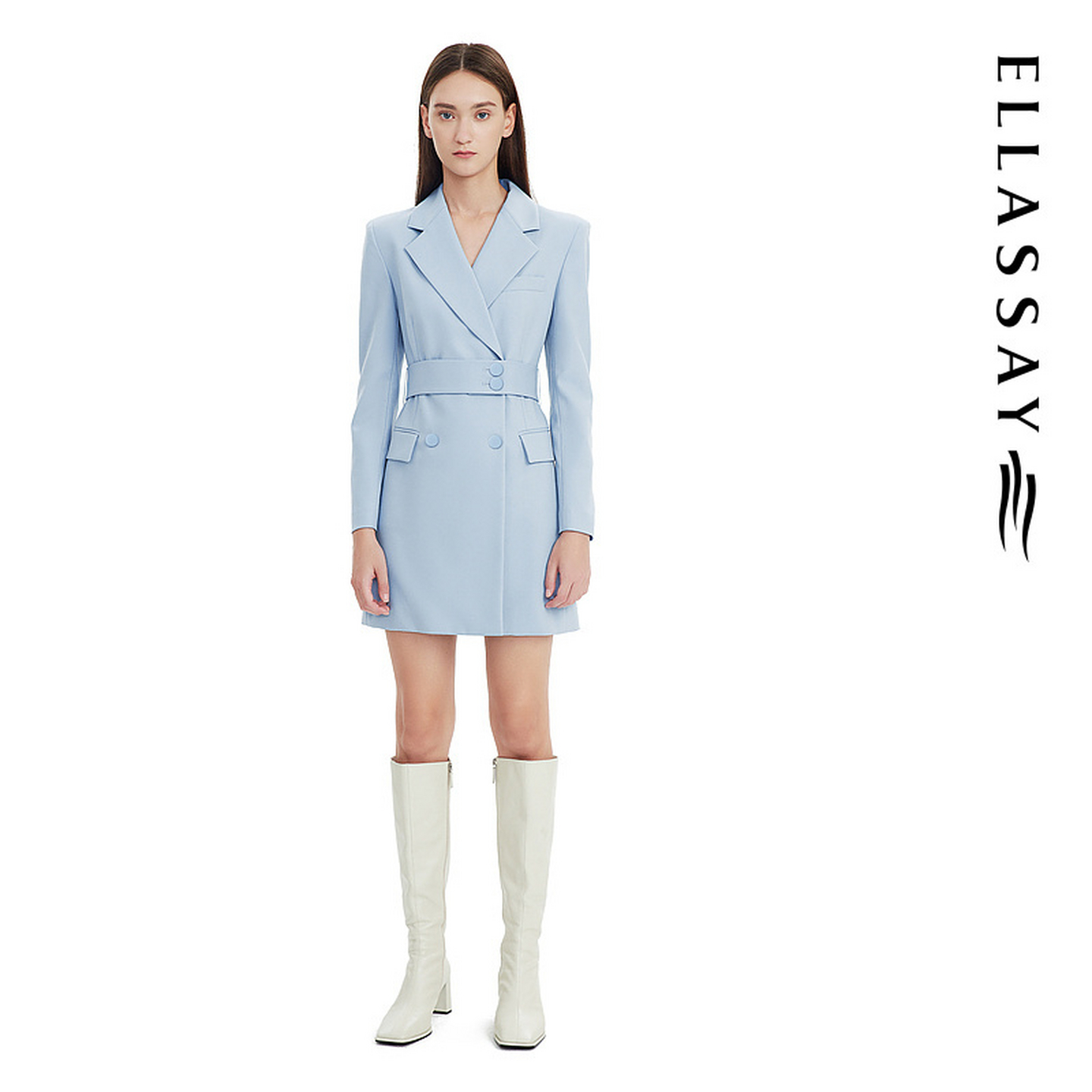 ELLASSAY歌力思春季新款质感羊毛混纺西装式连衣裙女EWE331Y04500