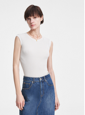 ELLASSAY歌力思春季新款棉高弹无袖打底背心针织衫女EWW351M04400