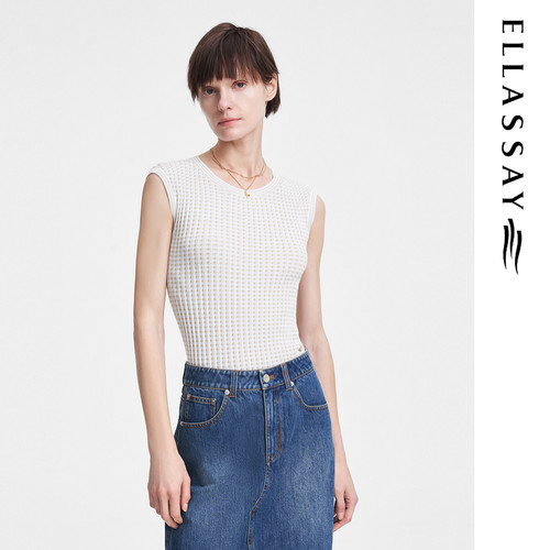 ELLASSAY歌力思春季新款棉高弹无袖打底背心针织衫女EWW351M04400