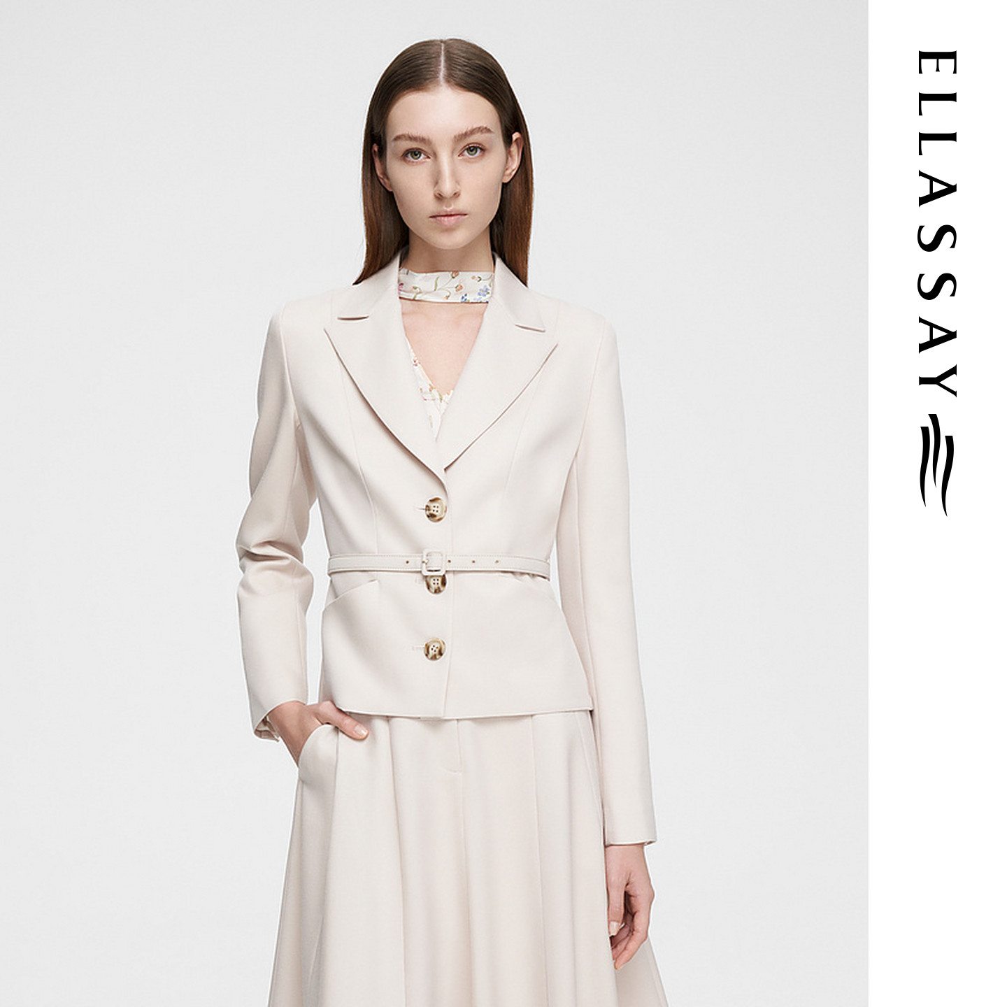 ELLASSAY歌力思2026春季新款肌理醋酸羊毛商务西装EWE351T00900