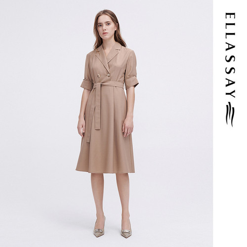 ELLASSAY歌力思早春新款时尚半袖优雅西装式连衣裙女EWE341Y03600