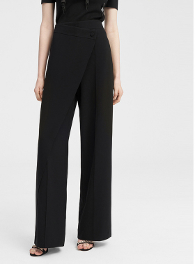 ELLASSAY歌力思秋季新款单边斜搭片醋酸简约休闲裤女EWF343K00300