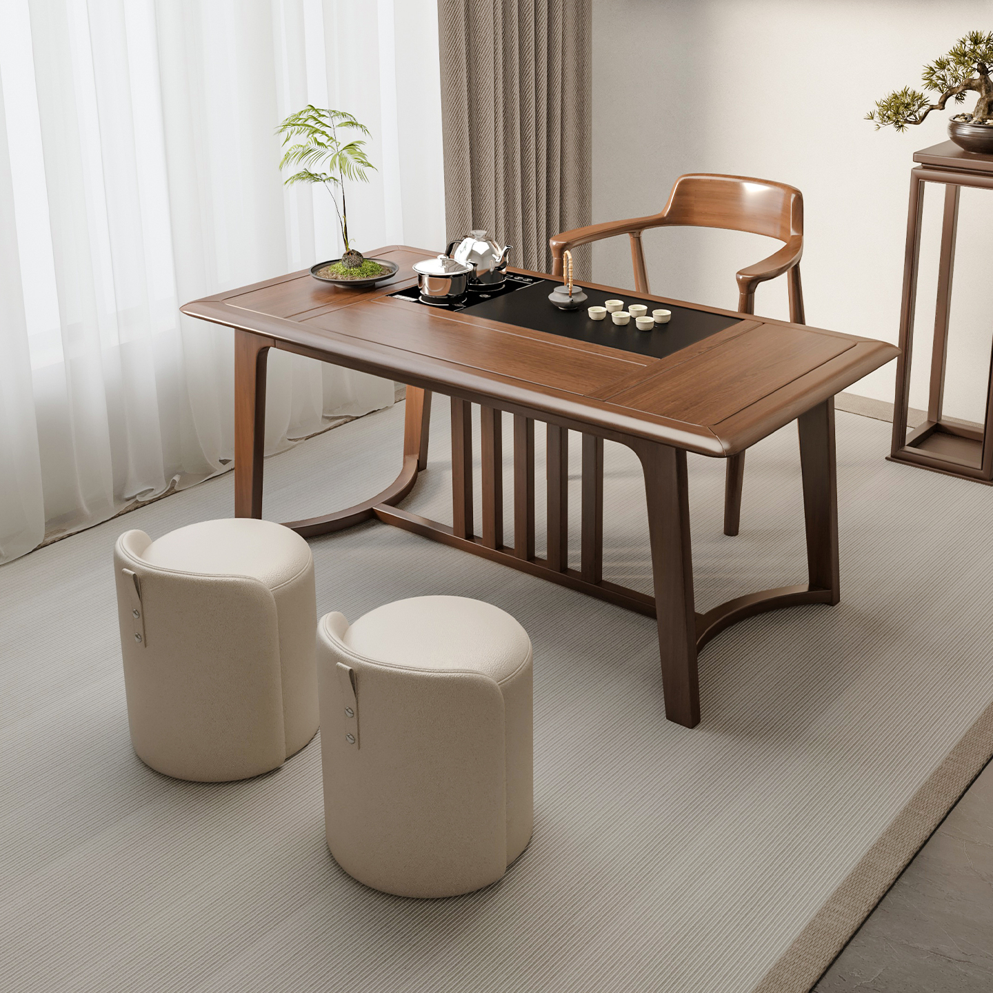 新中式实木茶桌椅组合2025新款高端阳台茶台桌客厅家用泡茶台茶桌
