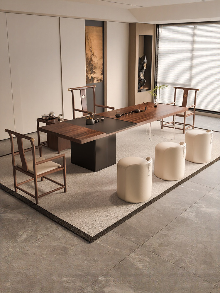 新中式实木茶桌椅组合一桌五椅客厅家用茶台茶桌烧水壶一体嵌入式,住宅家具,家用茶台/茶桌,淘宝优惠券,粉丝福利购,淘宝优惠卷