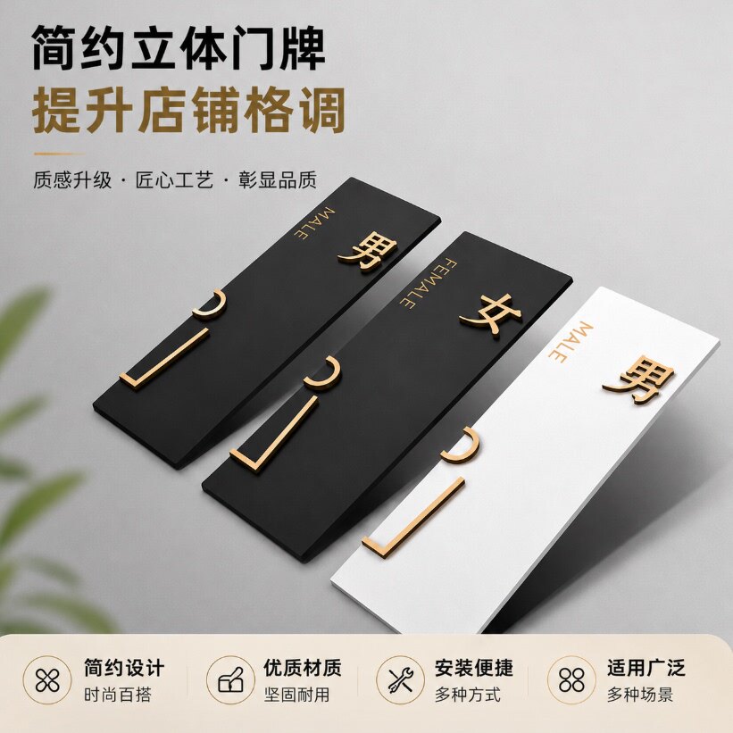 亚克力标识牌男女洗手间门牌定制来也匆匆去也冲冲节约用纸温馨提示贴卫生间厕所定做小心台阶玻璃订制标志牌
