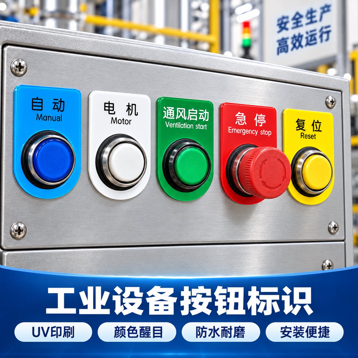 亚克力设备按钮开关标识贴定制图片