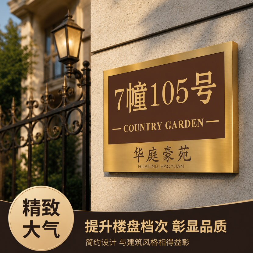 不锈钢轻奢创意门牌定制
