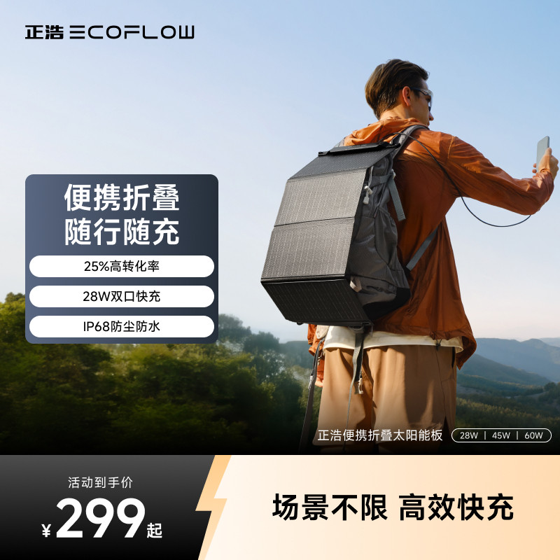 正浩便携折叠背包太阳能充电板