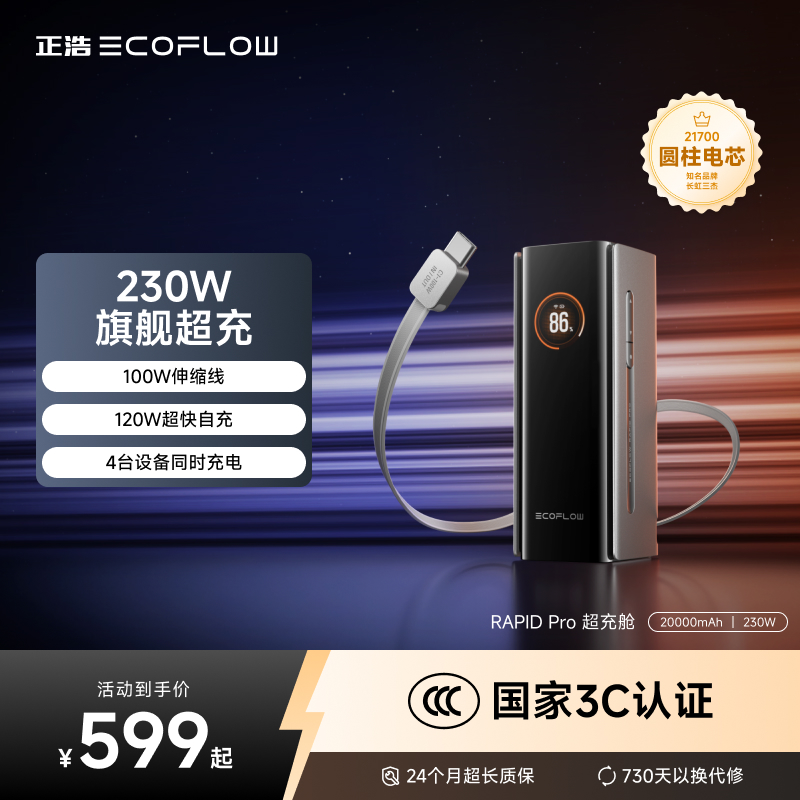 RAPIDPro自带线移动电源