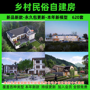 乡村民居美丽新农村民宿民房住宅乡镇改造新中式建筑自建房su模型