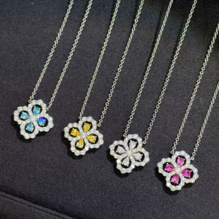 HW四叶草满钻loop项链女s925纯银幸运草锁骨链送女友闺蜜生日礼物