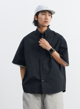 NUMBERSALT盐号24SS日系宽松休闲衬衣口袋复古格纹短袖3M功能衬衫