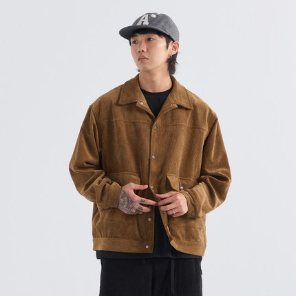 NUMBERSALT24AW灯芯绒休闲外套男日系复古宽松翻领开衫夹克秋冬厚